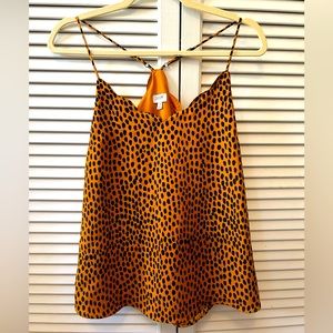 J.Crew Orange Dotted Strappy Scallop Neckline Raserback Swing Top Tank 
Size 4